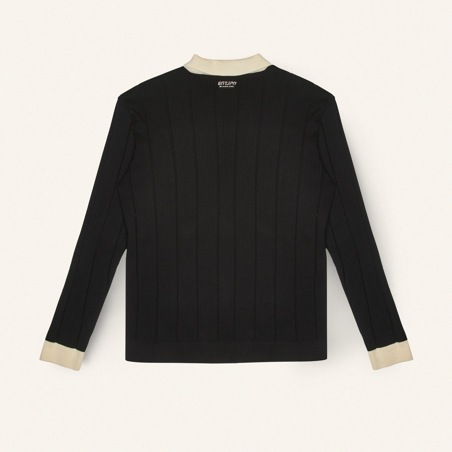 ENTJPN long-sleeved cotton polo shirt in black