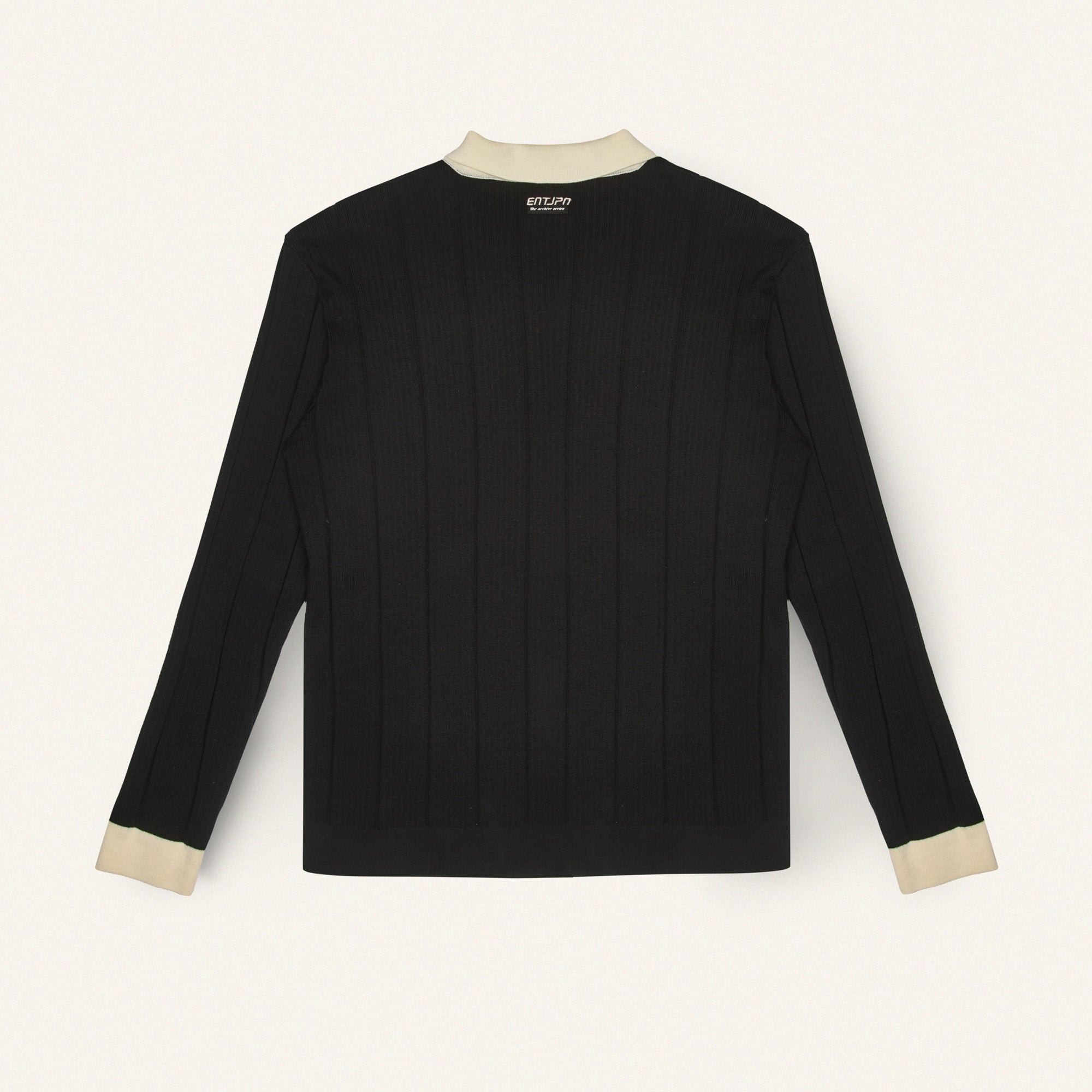 ENTJPN long-sleeved cotton polo shirt in black