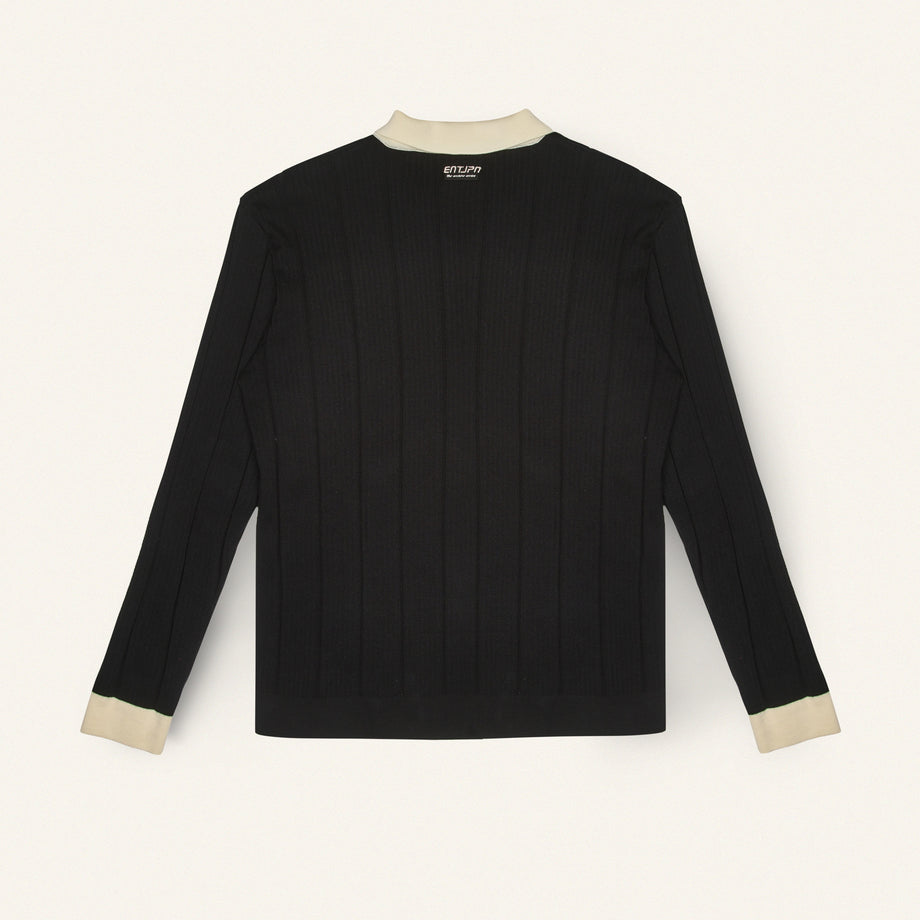 Polo Entjpn a maniche lunghe in cotone color nero