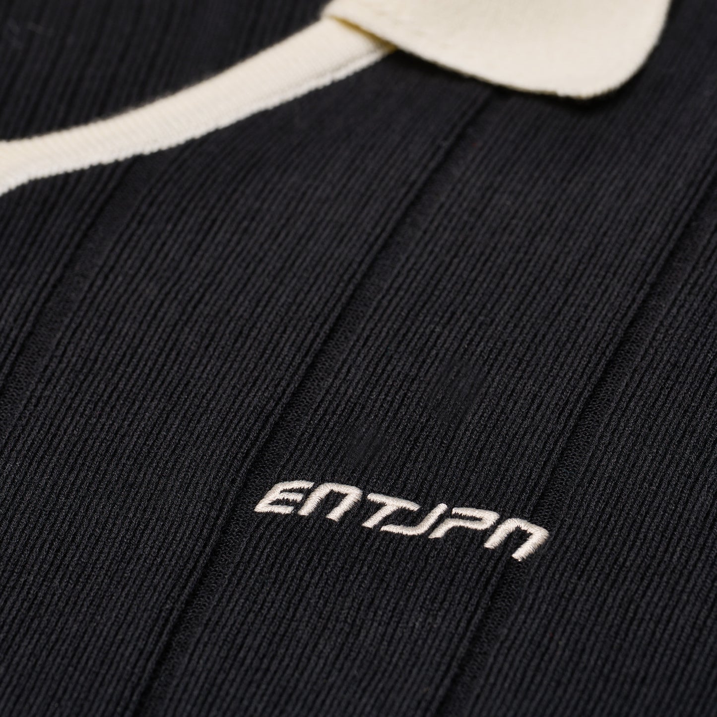ENTJPN long-sleeved cotton polo shirt in black