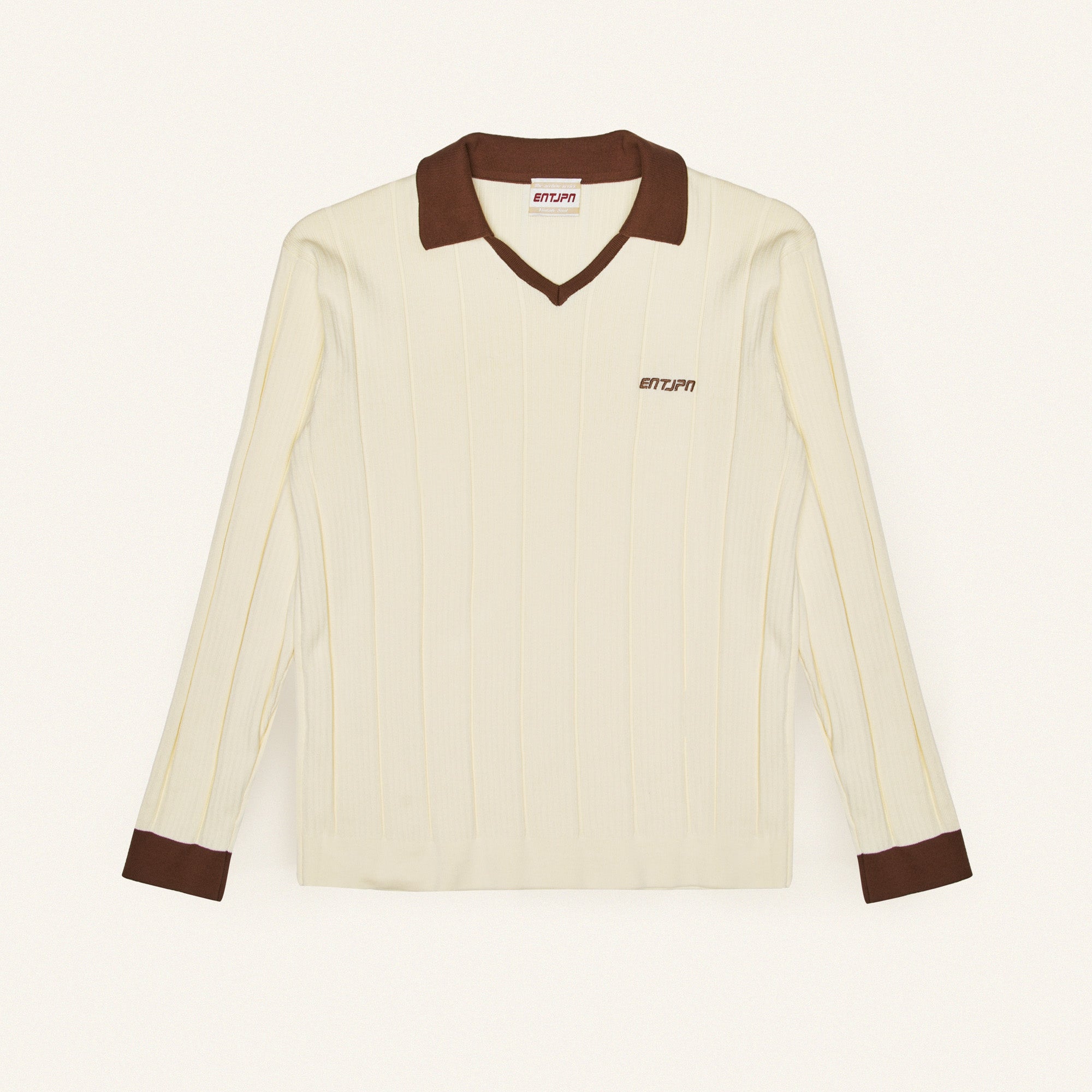 ENTJPN long-sleeved cotton polo shirt in butter
