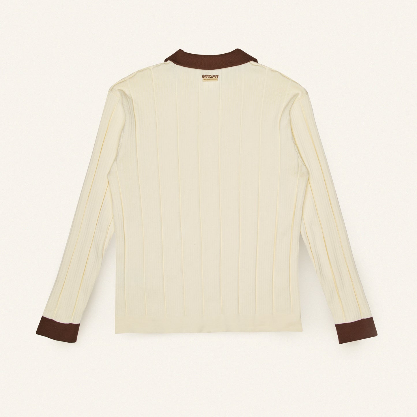 ENTJPN long-sleeved cotton polo shirt in butter