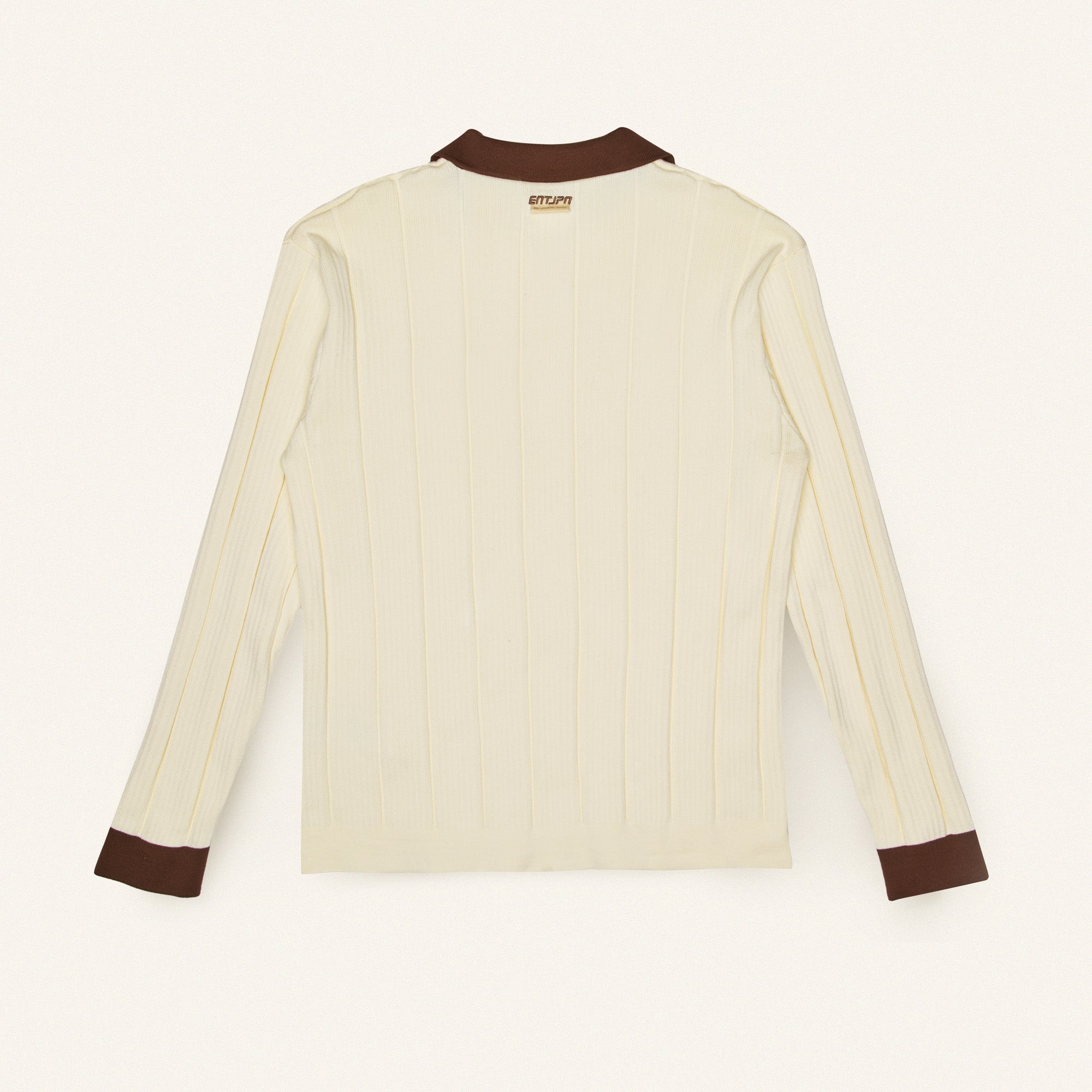 ENTJPN long-sleeved cotton polo shirt in butter