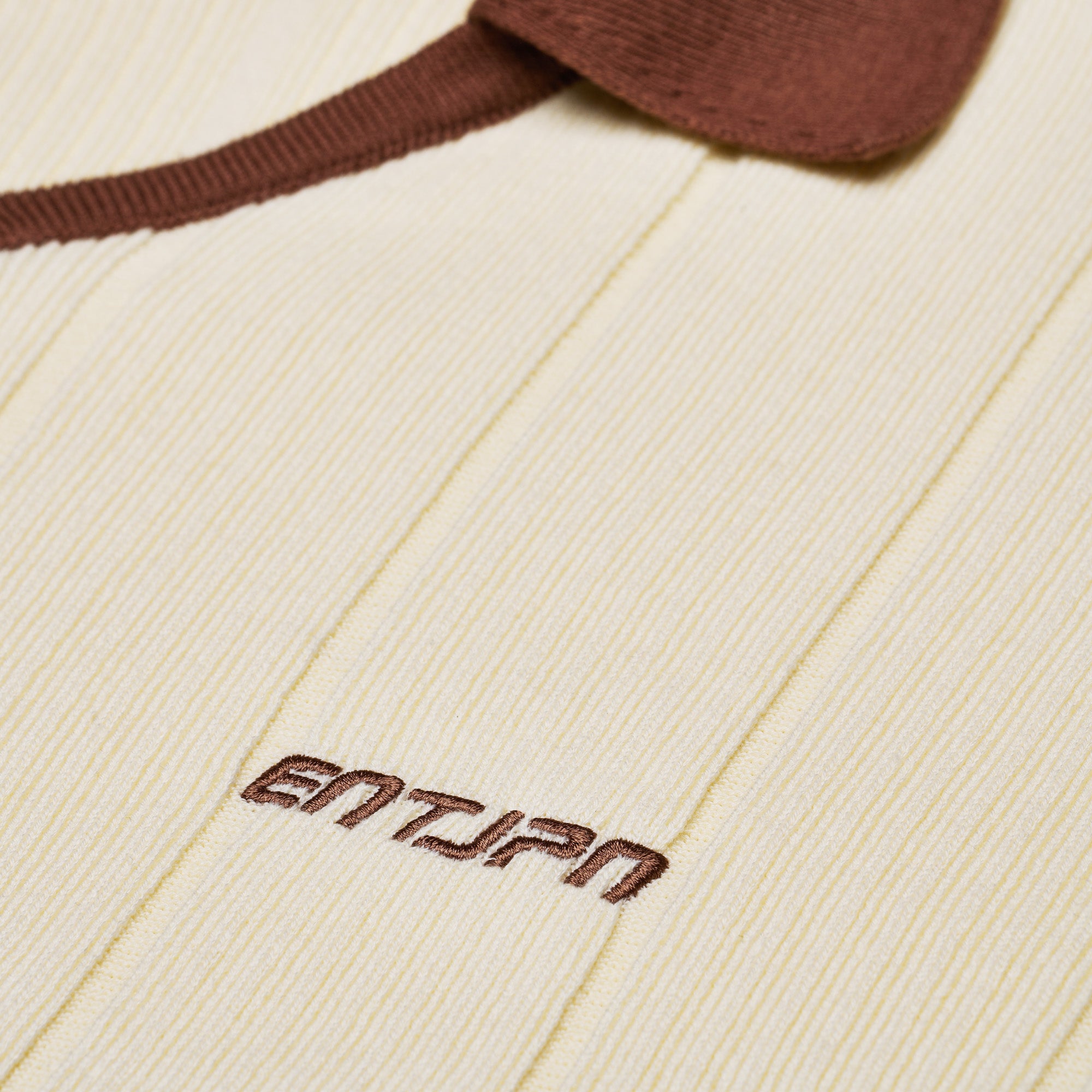 ENTJPN long-sleeved cotton polo shirt in butter