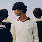 ENTJPN long-sleeved cotton polo shirt in butter