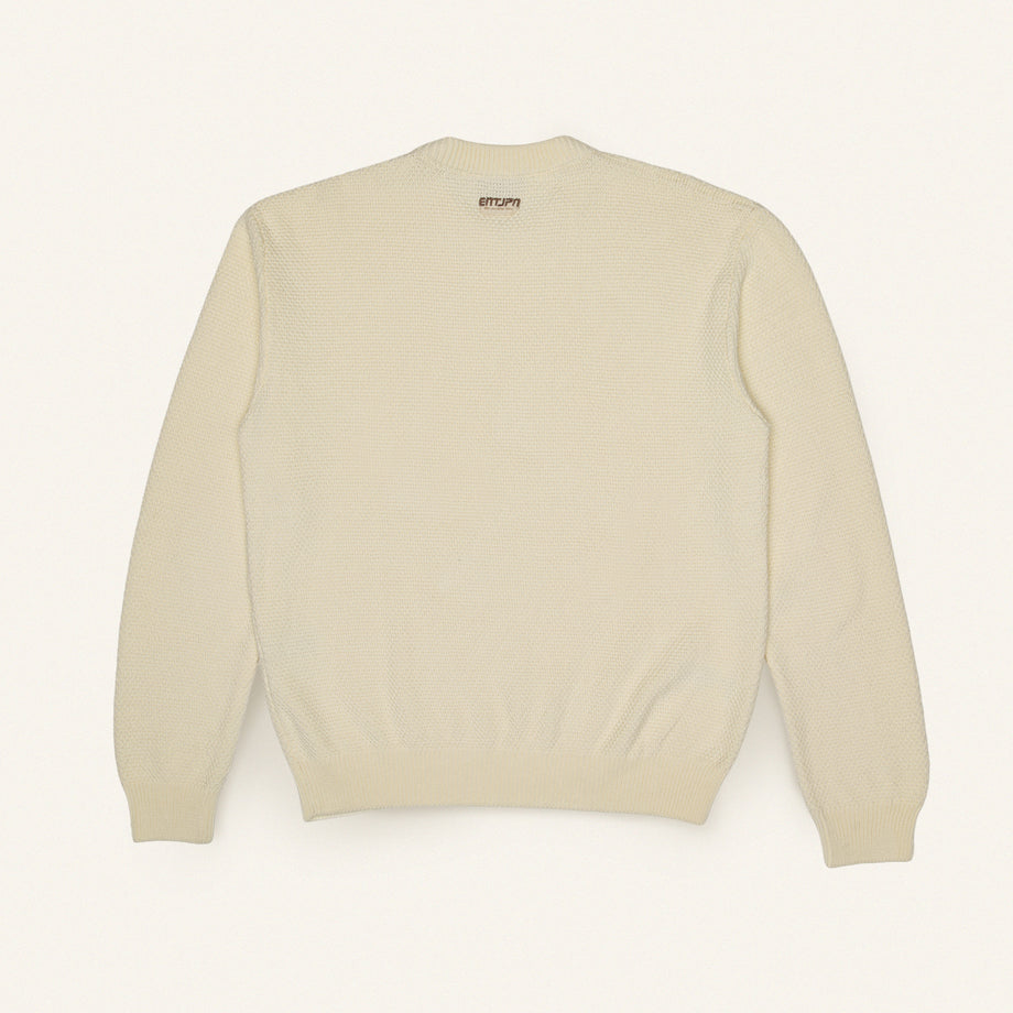Maglione in cotone color burro con logo ENTJPN
