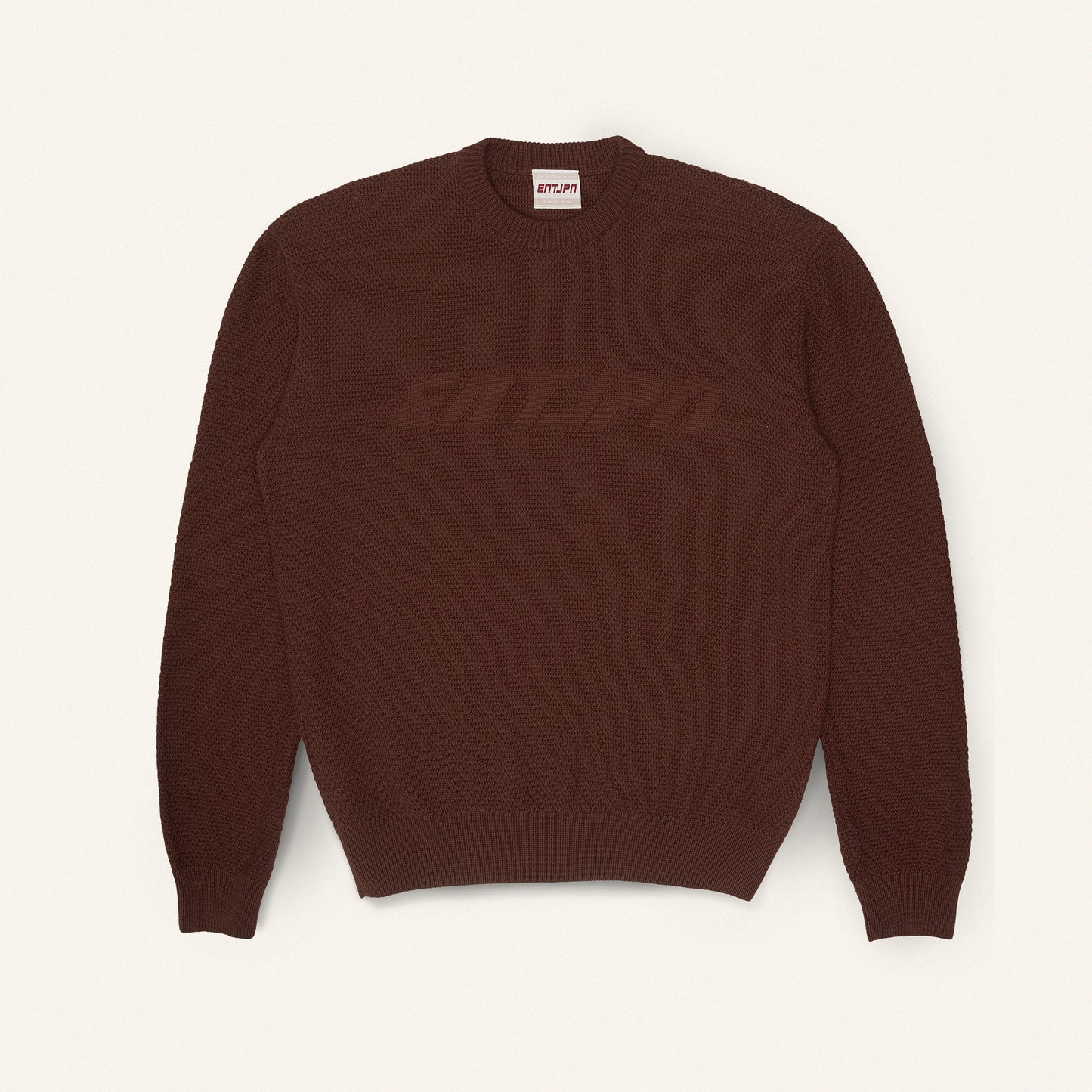 Maglione in cotone color moka con logo ENTJPN