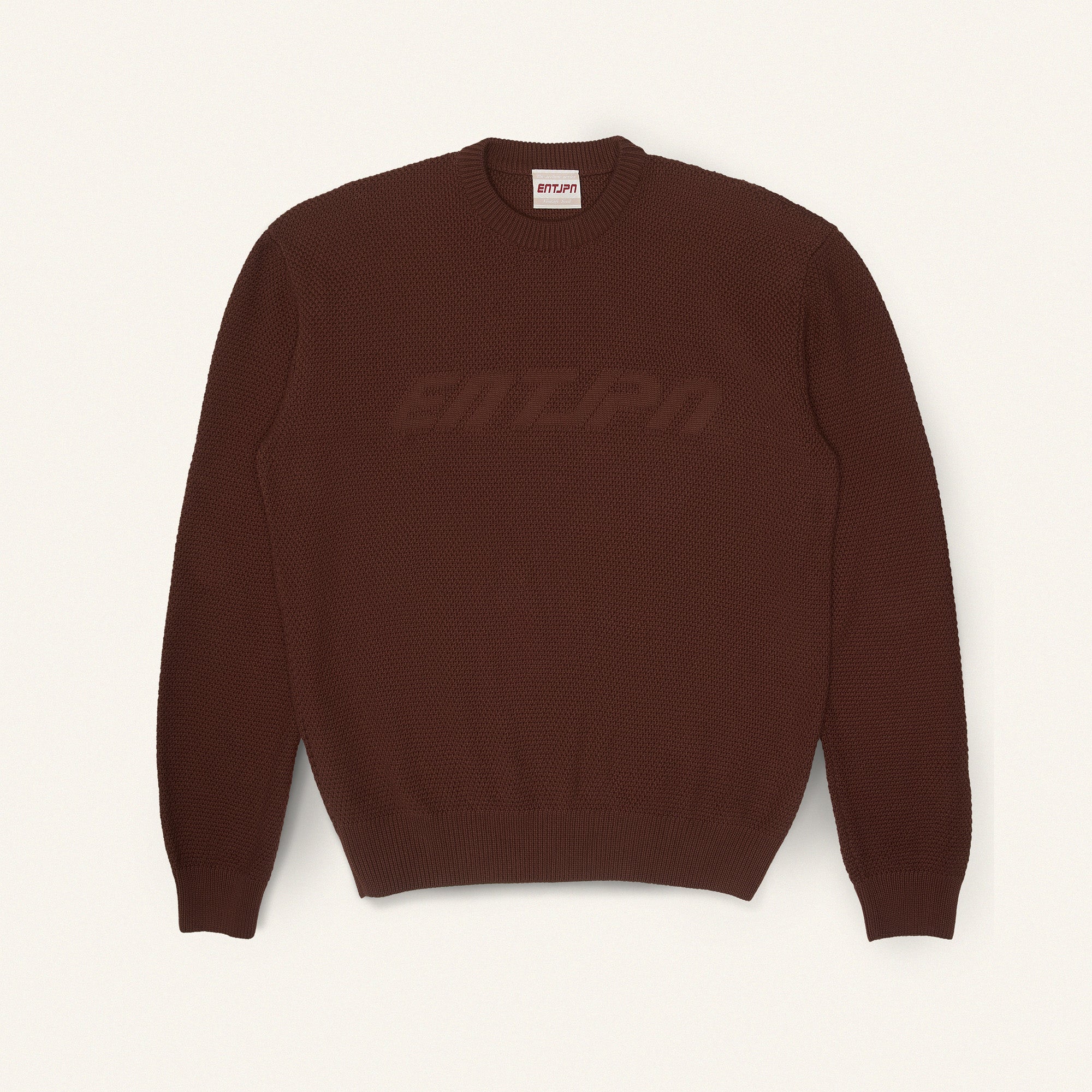Maglione in cotone color moka con logo ENTJPN
