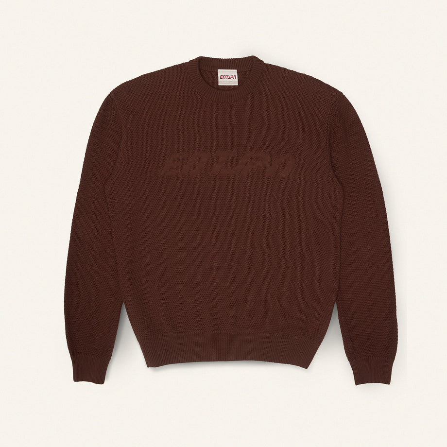 Maglione in cotone color moka con logo ENTJPN