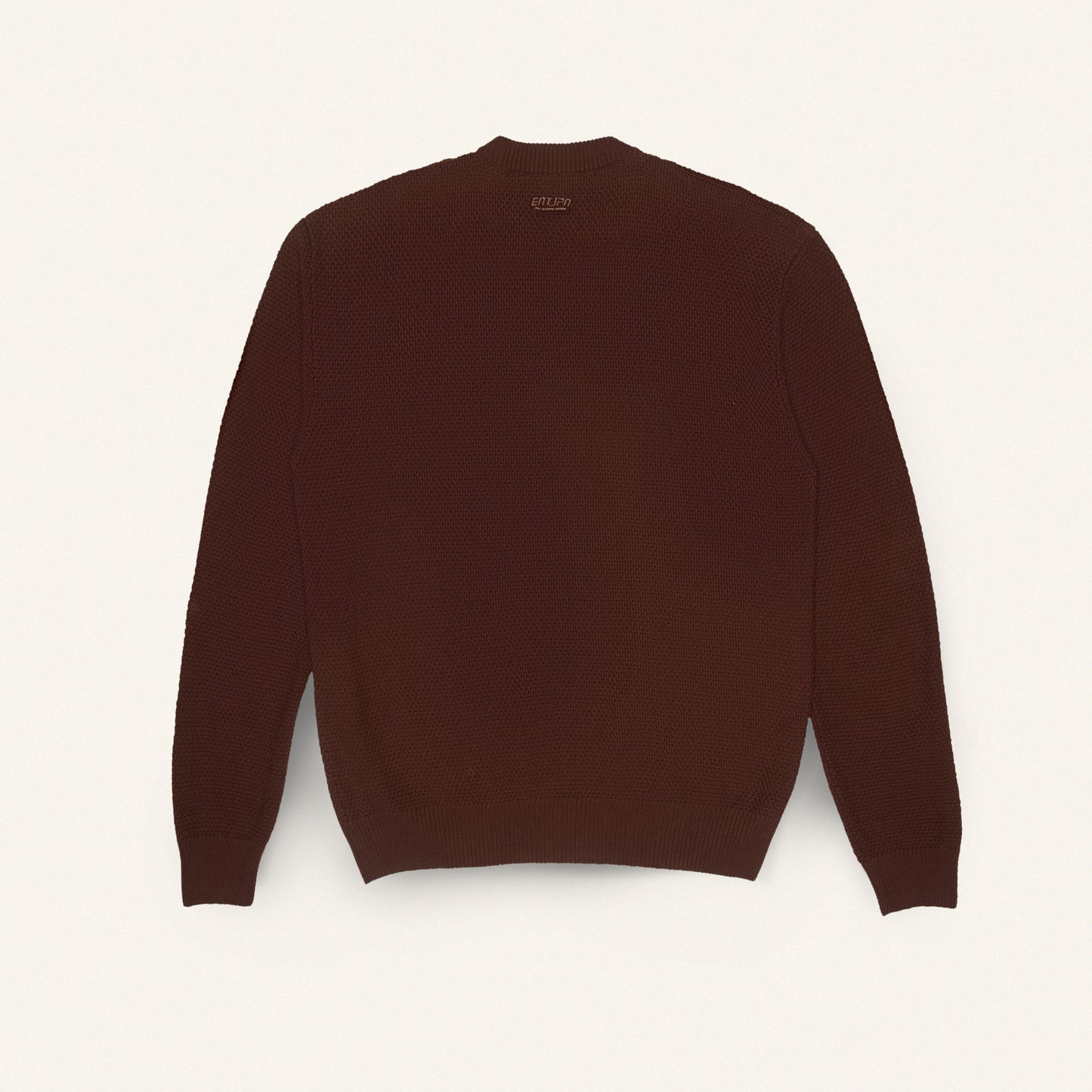 Maglione in cotone color moka con logo ENTJPN