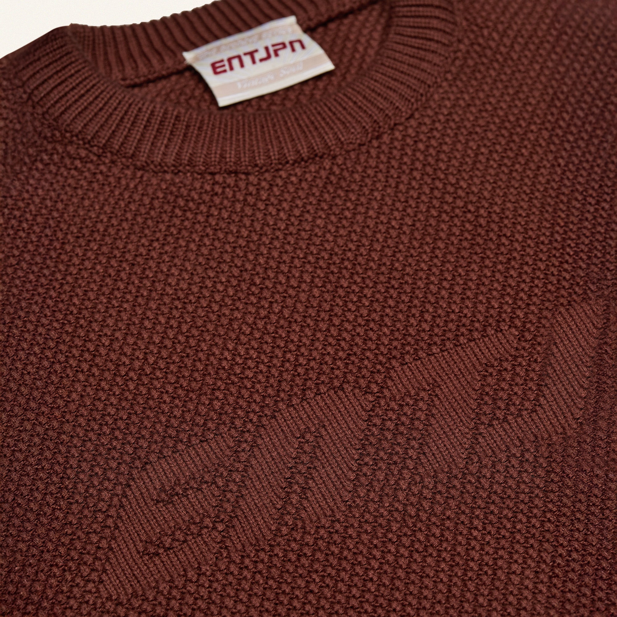 Maglione in cotone color moka con logo ENTJPN