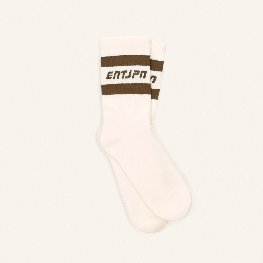 Socks with ENTJPN logo and brown stripes