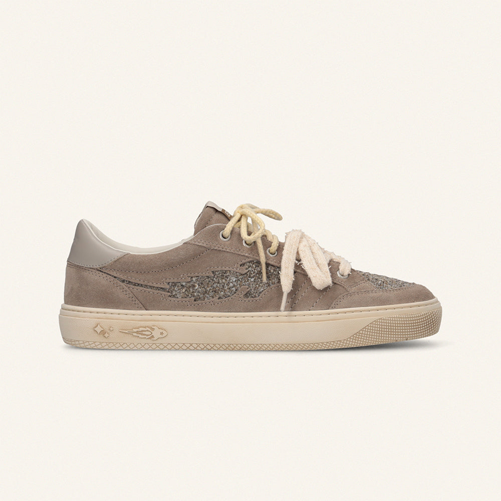 Entjpn Jupiter Rocket - sneakers unisex in pelle e tweed color taupe