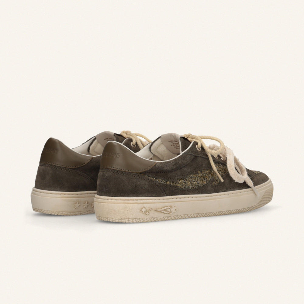 ENTJPN Jupiter Rocket – Unisex Leather and Mistletoe Green Tweed Sneakers