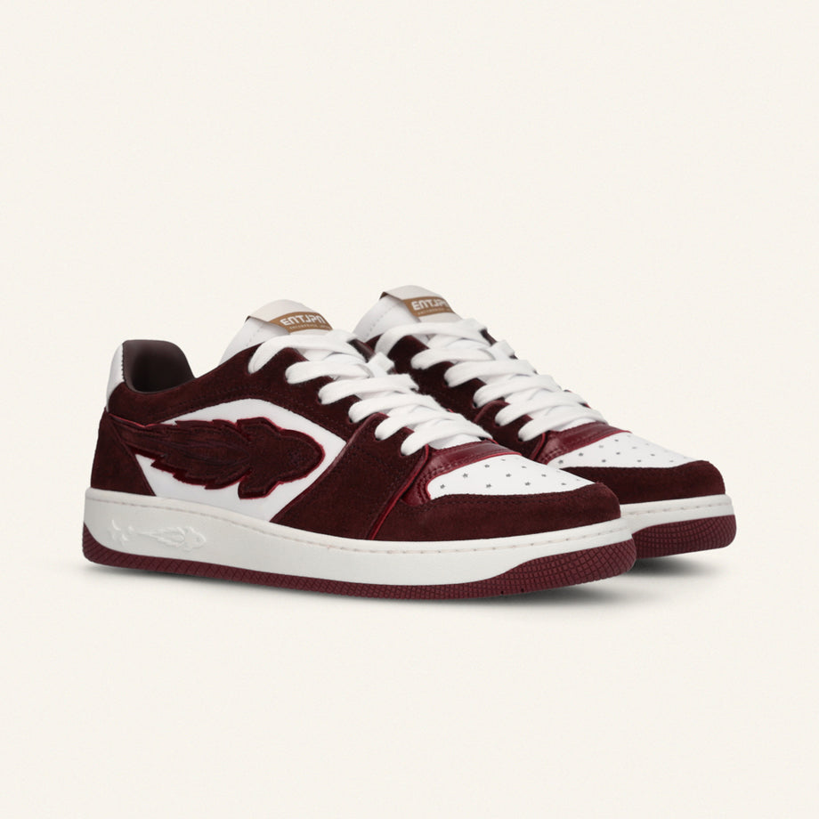 Entjpn Egg Rocket – burgundy and white leather sneakers