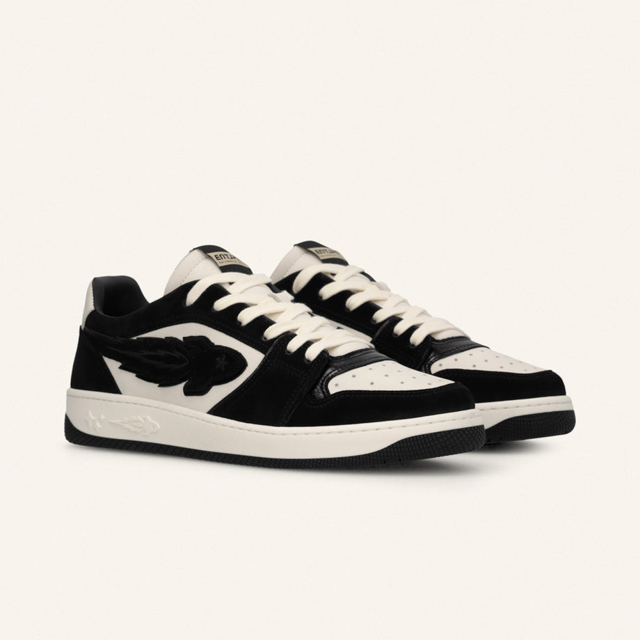 ENTJPN Egg Rocket – black and white leather sneakers