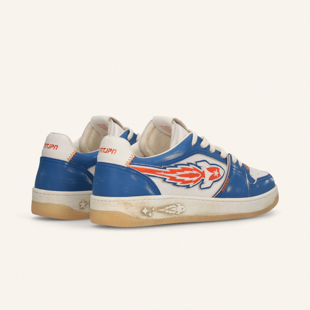 ENTJPN Egg Rocket – Vintage Blue and Orange Leather Sneakers