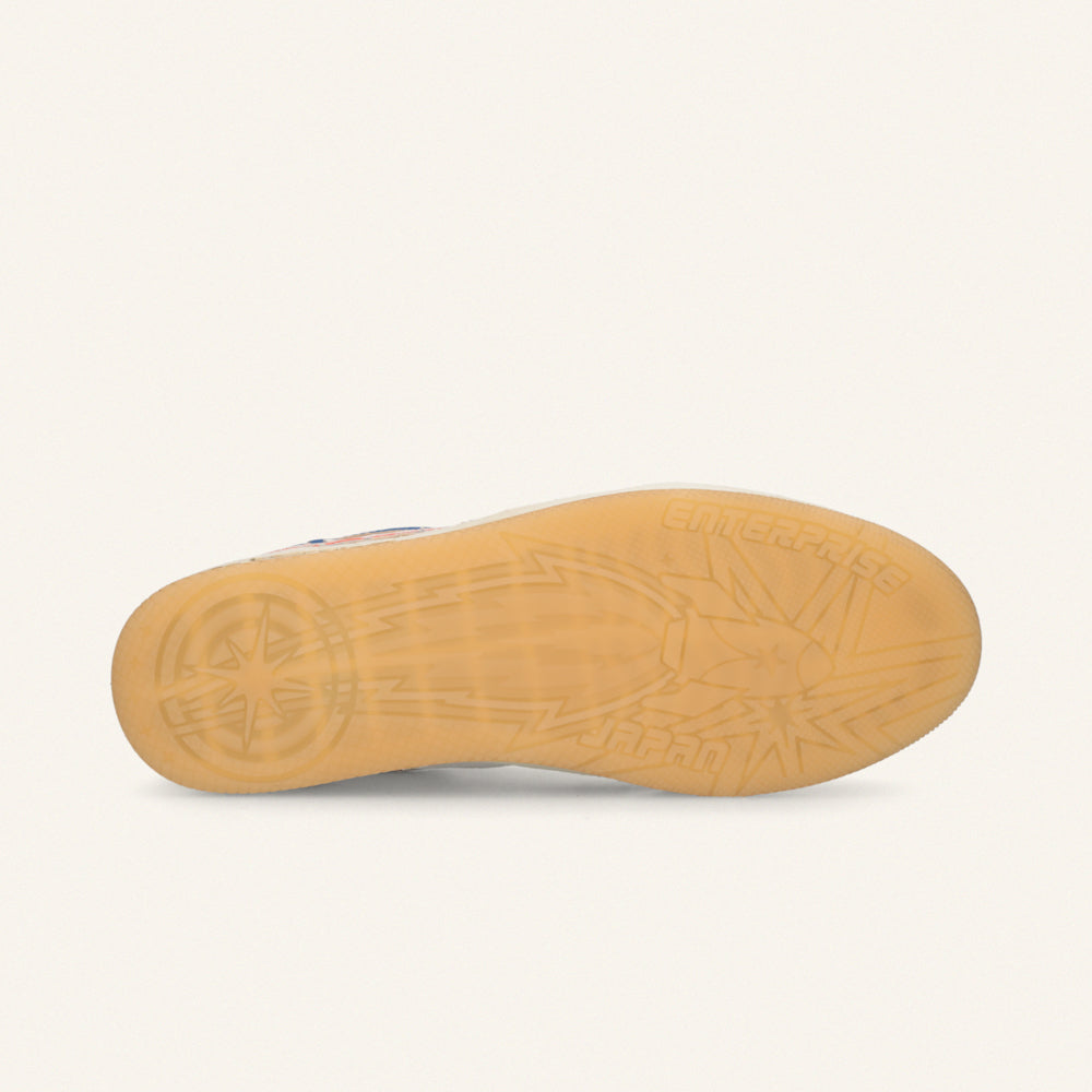 ENTJPN Egg Rocket – Vintage Blue and Orange Leather Sneakers