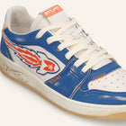 ENTJPN Egg Rocket – Vintage Blue and Orange Leather Sneakers