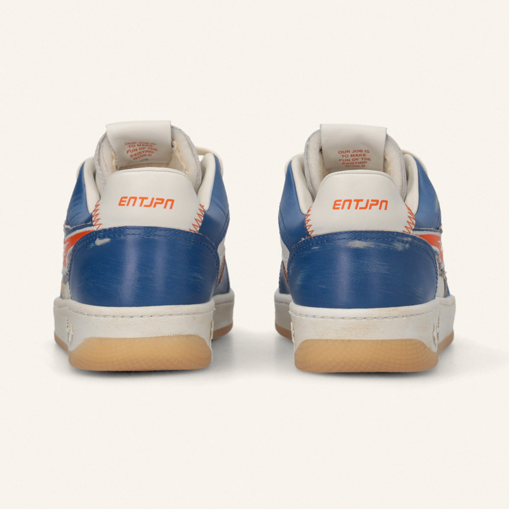 ENTJPN Egg Rocket – Vintage Blue and Orange Leather Sneakers