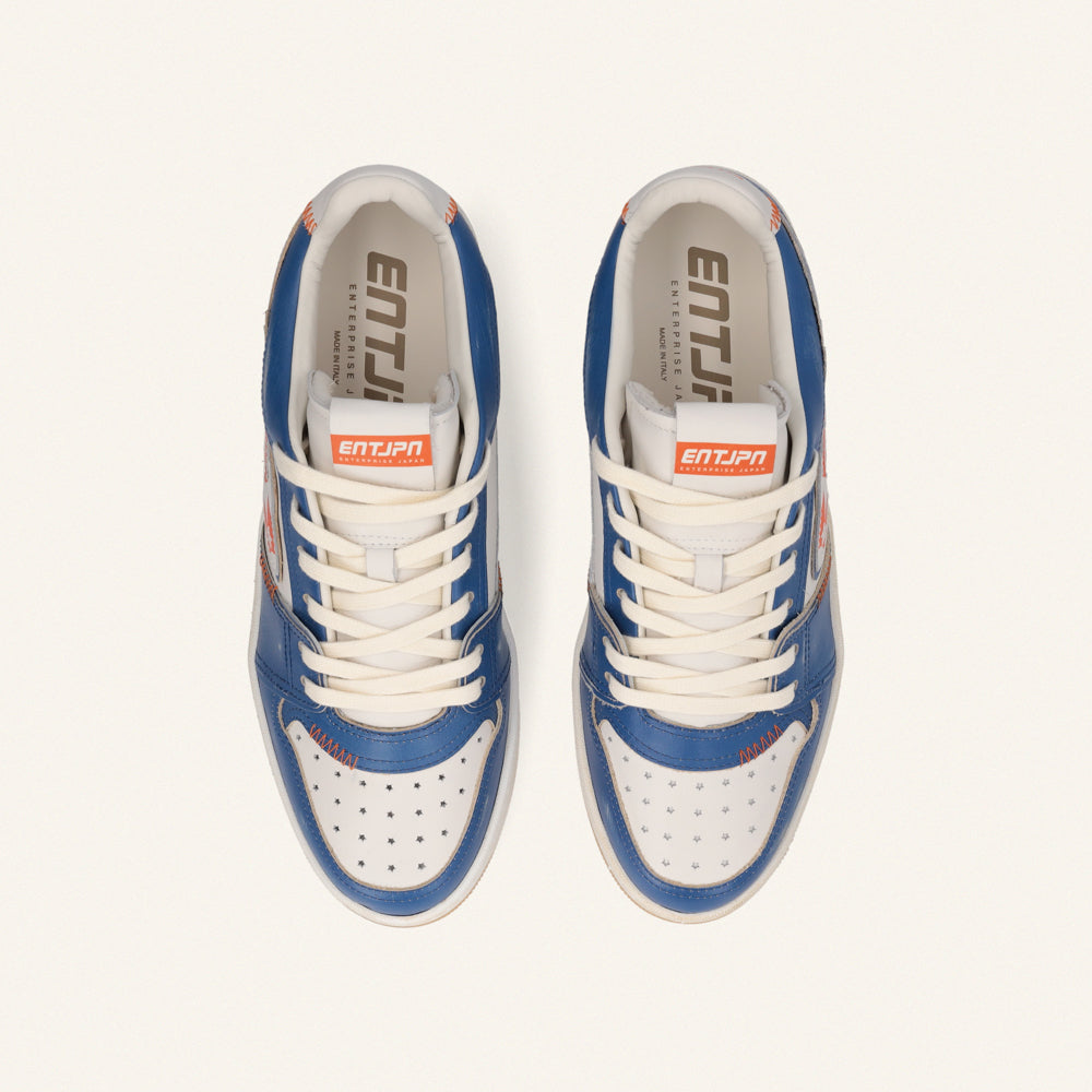 ENTJPN Egg Rocket – Vintage Blue and Orange Leather Sneakers