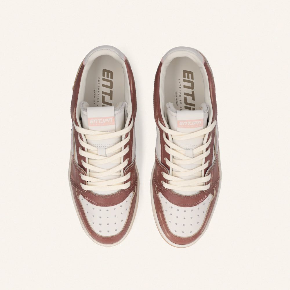 ENTJPN Egg Rocket – Vintage Brown and Pink Leather Sneakers