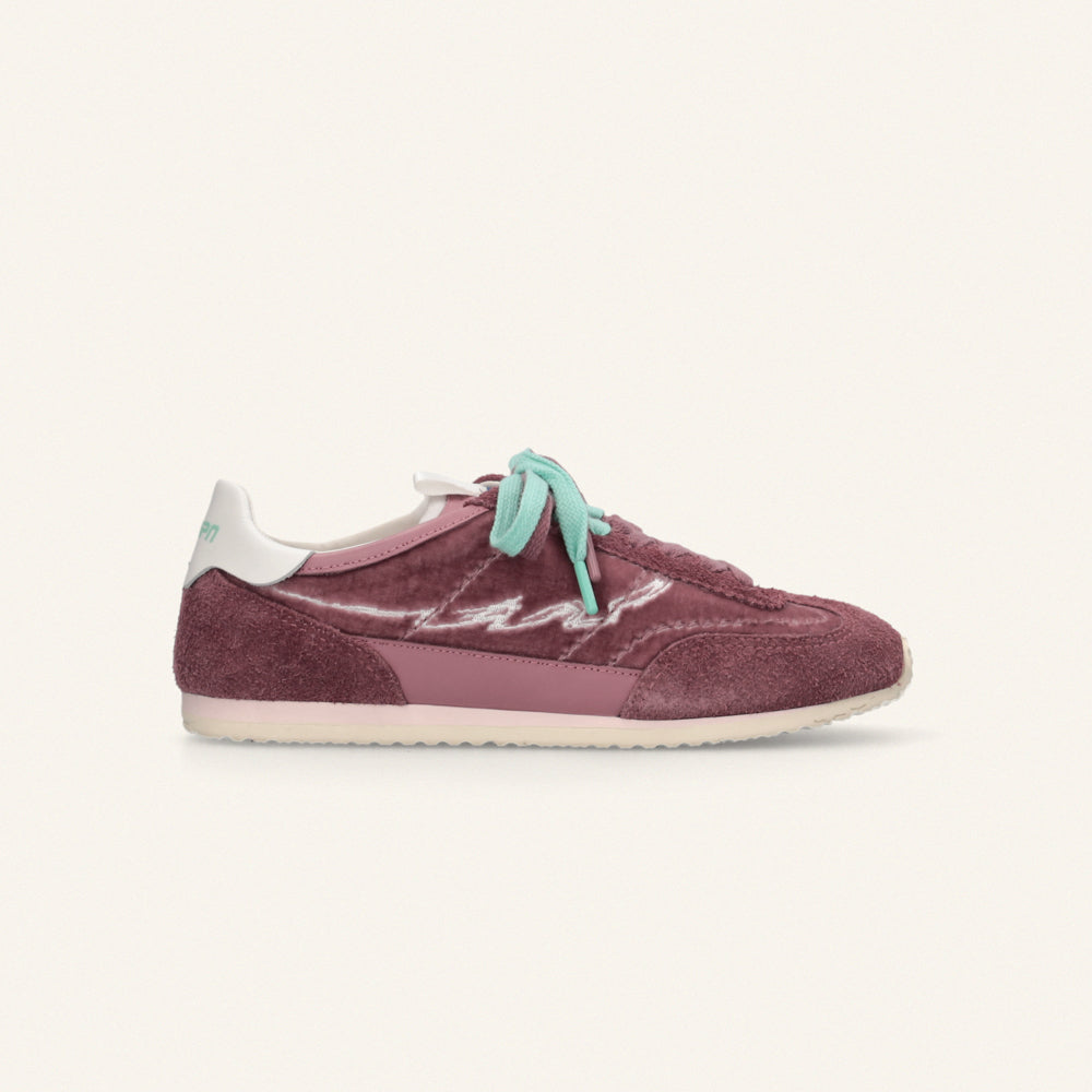 Entjpn 61 - sneakers color malva in pelle scamosciata e ciniglia