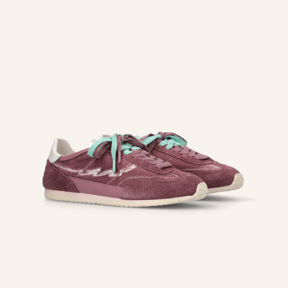 Entjpn 61 - sneakers color malva in pelle scamosciata e ciniglia