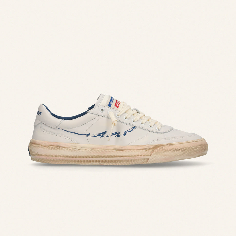 ENTJPN 75 – Sneaker in pelle bianca con dettagli blu image