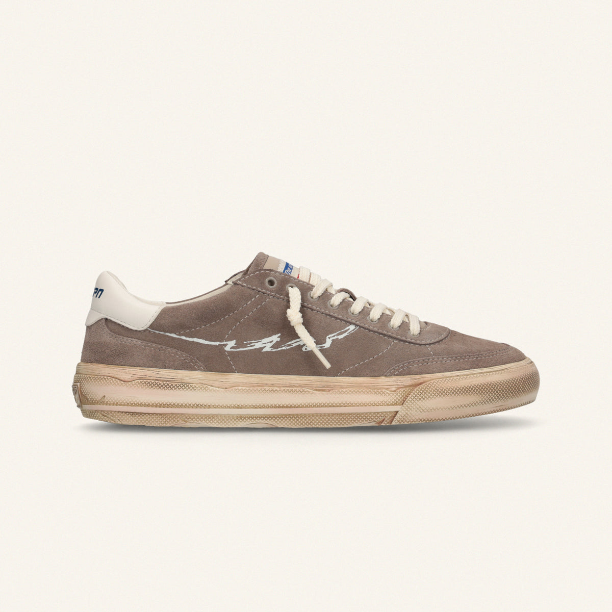 ENTJPN 75 – Taupe suede and white leather sneakers