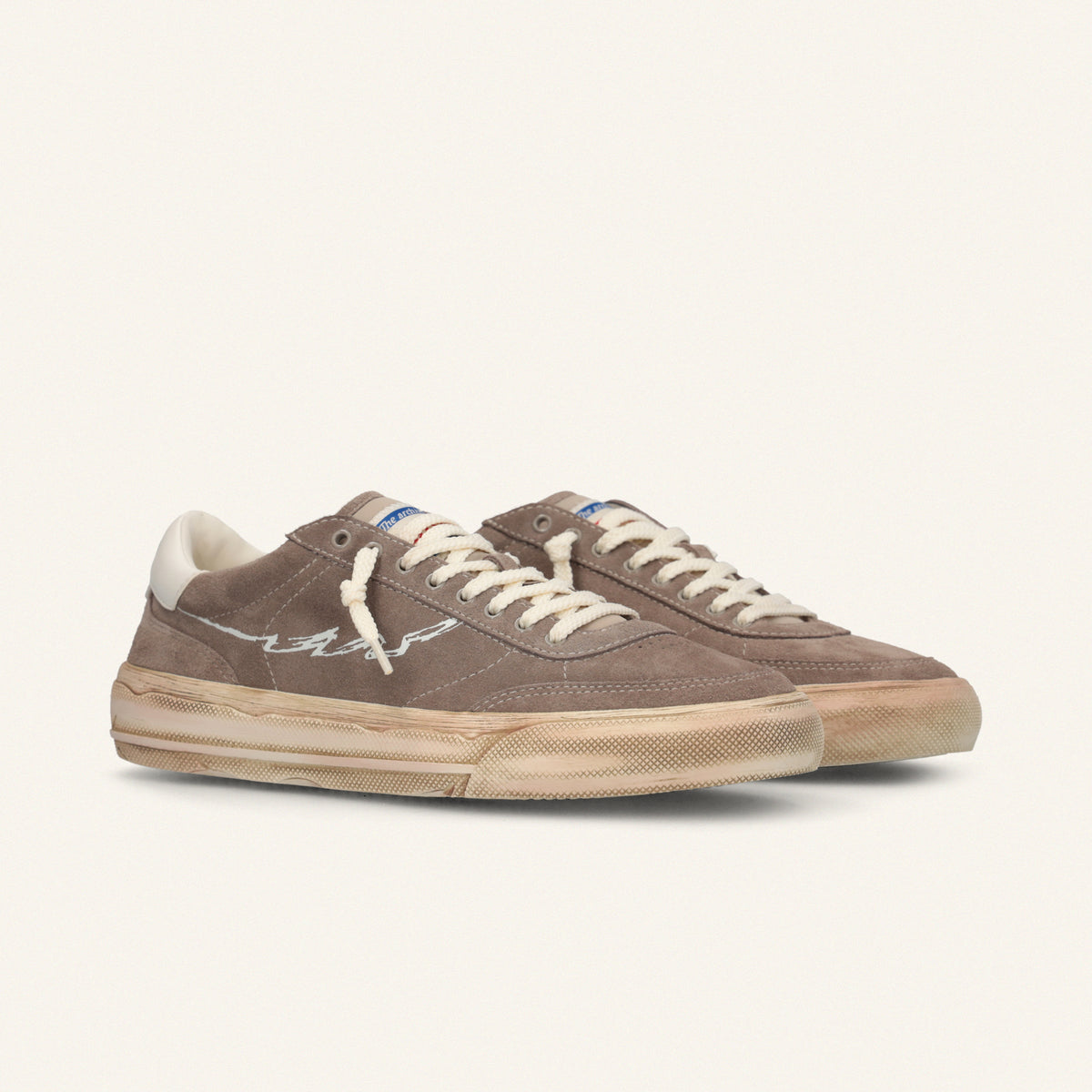 ENTJPN 75 – Taupe suede and white leather sneakers