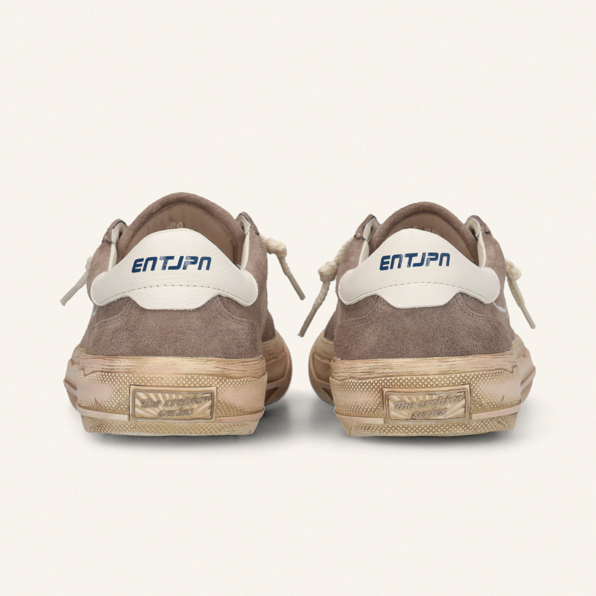 ENTJPN 75 – Taupe suede and white leather sneakers