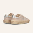 ENTJPN 75 – Sneaker in suede nude con strass e dettagli argento