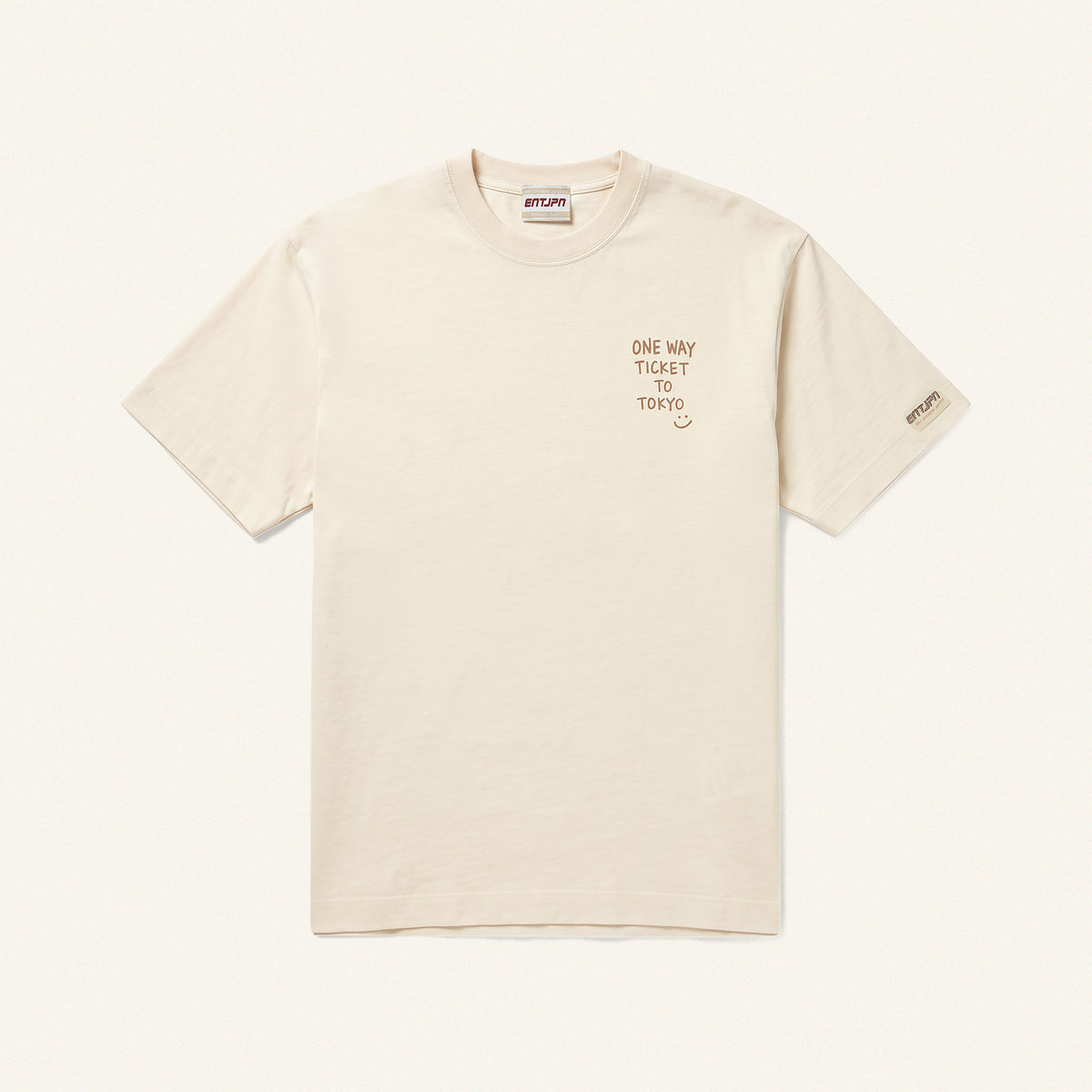 Butter-Coloured Cotton T-Shirt ‘One Way Ticket to Tokyo’