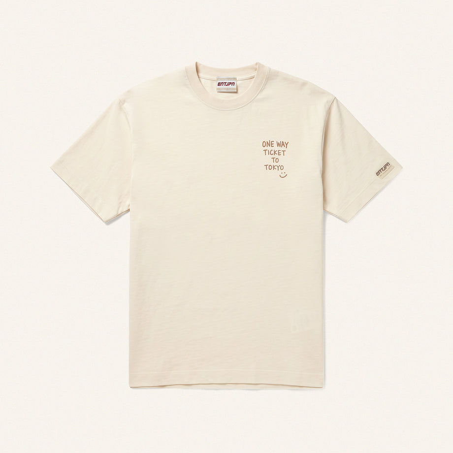 Butter-Coloured Cotton T-Shirt ‘One Way Ticket to Tokyo’ image