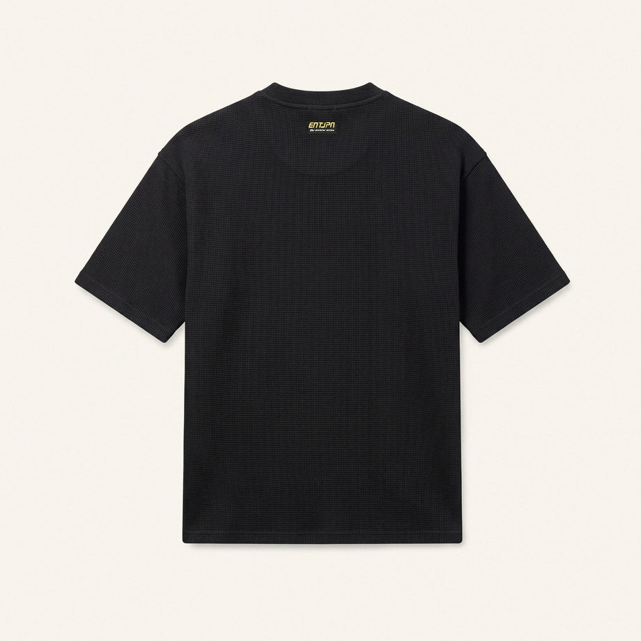 ENTJPN Authentics Club Black Waffle Cotton T-Shirt