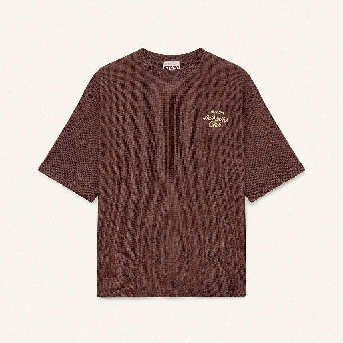 ENTJPN Authentics Club Brown Waffle Cotton T-Shirt