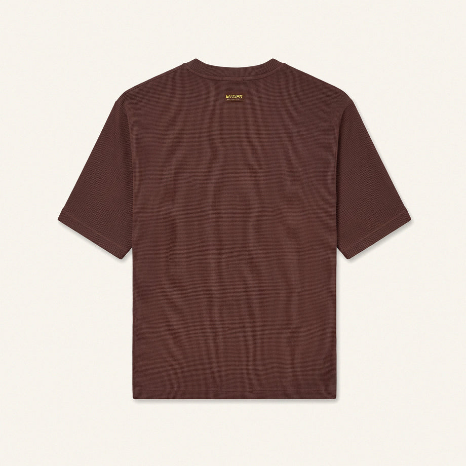 ENTJPN Authentics Club Brown Waffle Cotton T-Shirt