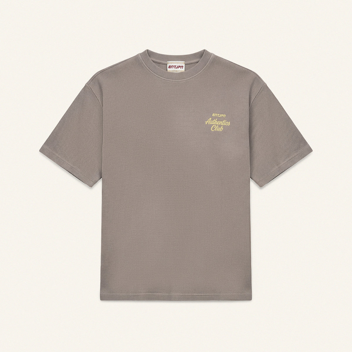 ENTJPN Authentics Club Hazelnut-Coloured Waffle Cotton T-Shirt