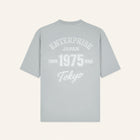 Grey Cotton T-Shirt with 'ENTJPN 1975 Tokyo' Print