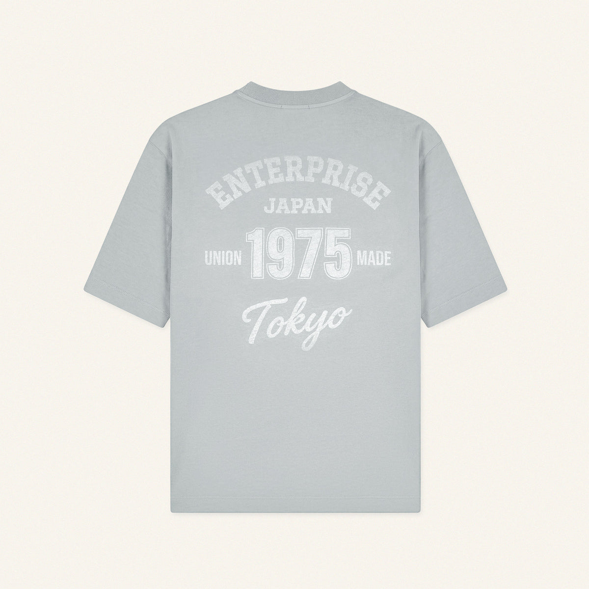 Grey Cotton T-Shirt with 'ENTJPN 1975 Tokyo' Print