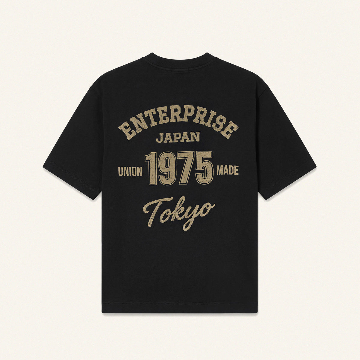 T-shirt in cotone nera con stampa 'ENTJPN 1975 Tokyo'
