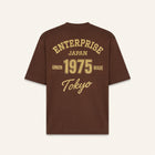 T-shirt in cotone color moka con stampa 'ENTJPN 1975 Tokyo'