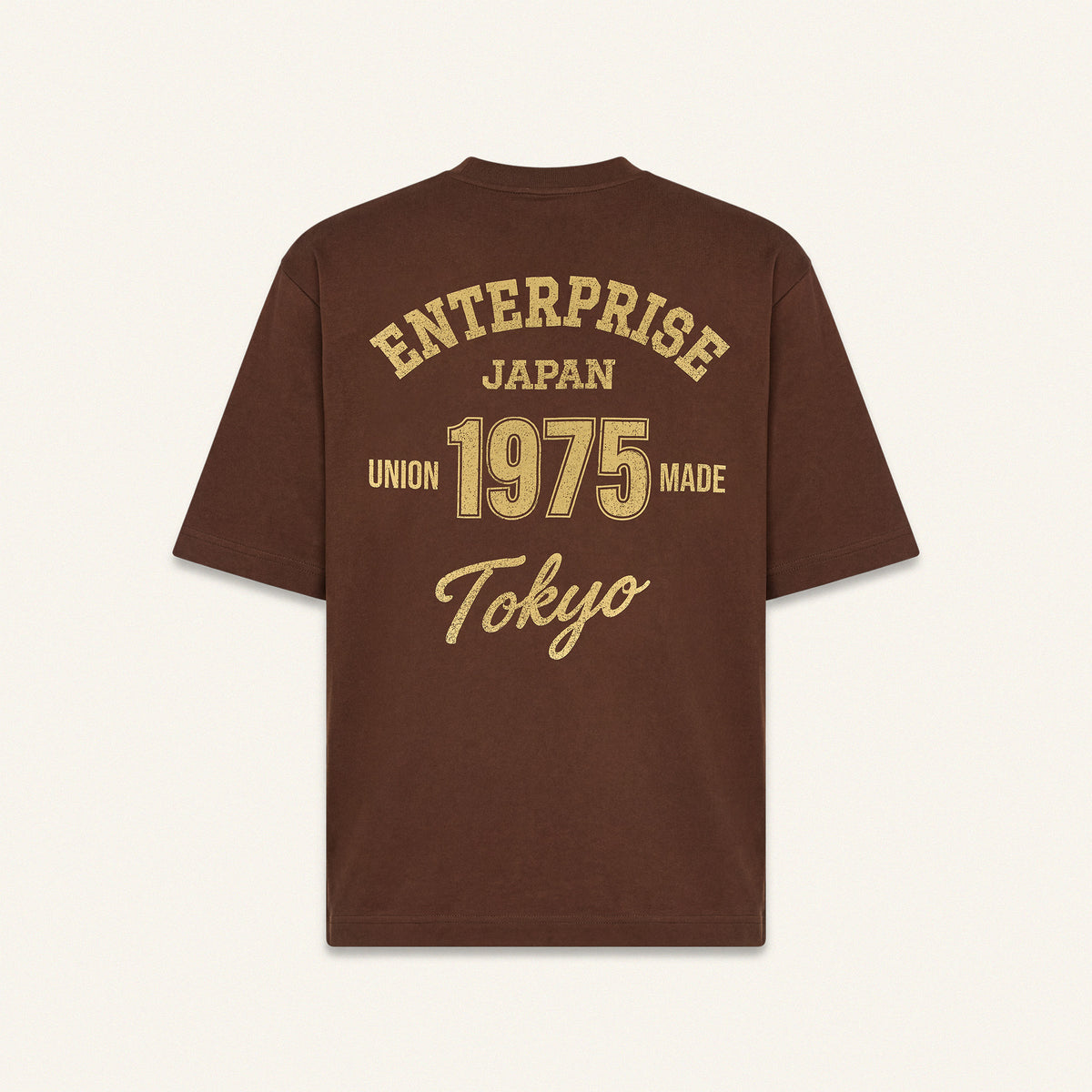 T-shirt in cotone color moka con stampa 'ENTJPN 1975 Tokyo'