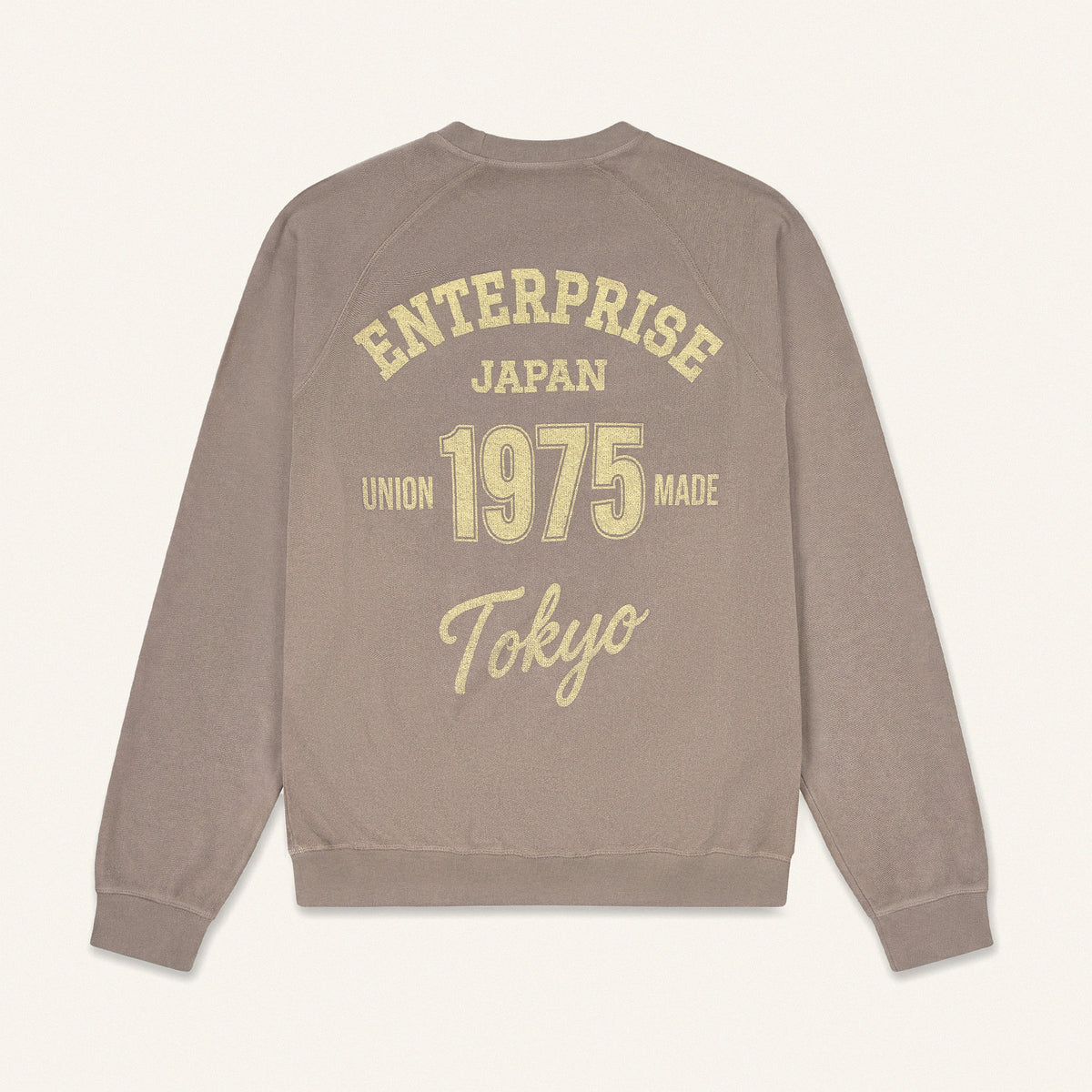 Sand-Coloured Cotton Sweatshirt with 'ENTJPN 1975 Tokyo' Print