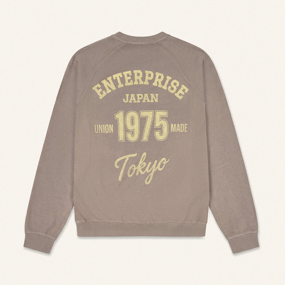 Sand-Coloured Cotton Sweatshirt with 'ENTJPN 1975 Tokyo' Print