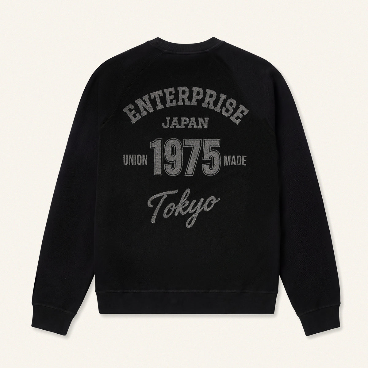 Felpa in cotone color antracite con stampa 'ENTJPN 1975 Tokyo'