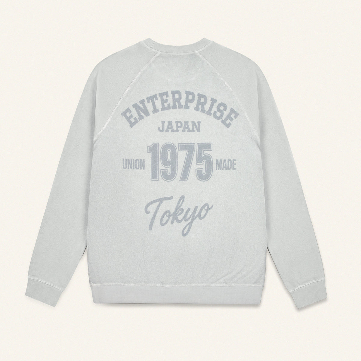 Felpa in cotone color ghiaccio con stampa 'ENTJPN 1975 Tokyo'