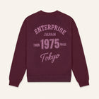 Felpa in cotone color malva con stampa 'ENTJPN 1975 Tokyo'